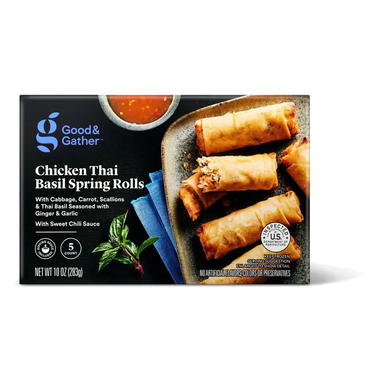 Chicken Thai Basil Spring Rolls with Cabbage