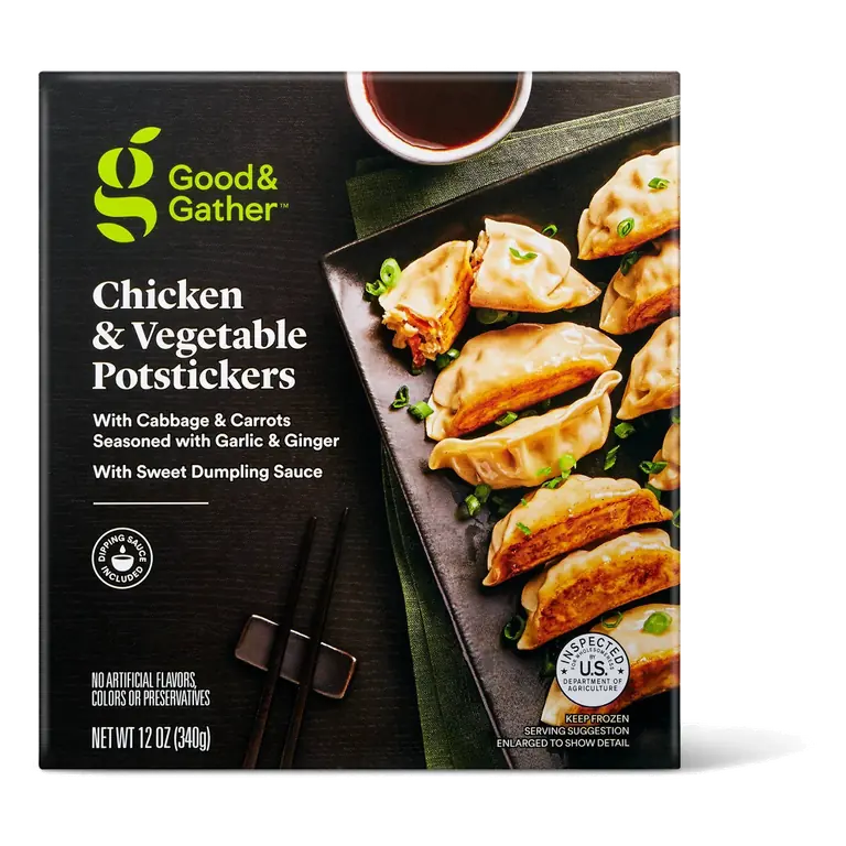 Chicken & Vegetable Potstickers with Cabbage & Carrots Seasoned with Garlic & Ginger with Sweet Dumpling Sauce