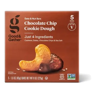 Chocolate Chip Cookie Dough Date & Nut Bars