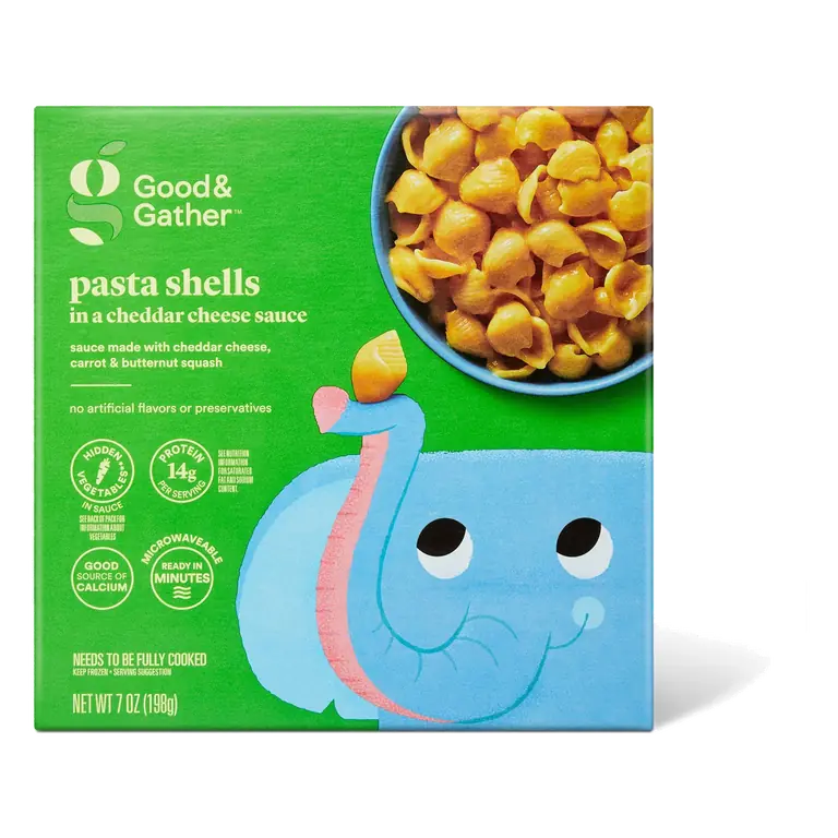 Pasta Shells in a Cheddar Cheese Sauce Made with Cheddar Cheese