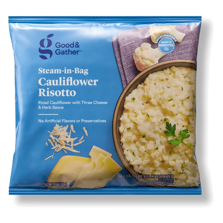 Steam-in-Bag Cauliflower Risotto with Three Cheese & Herb Sauce
