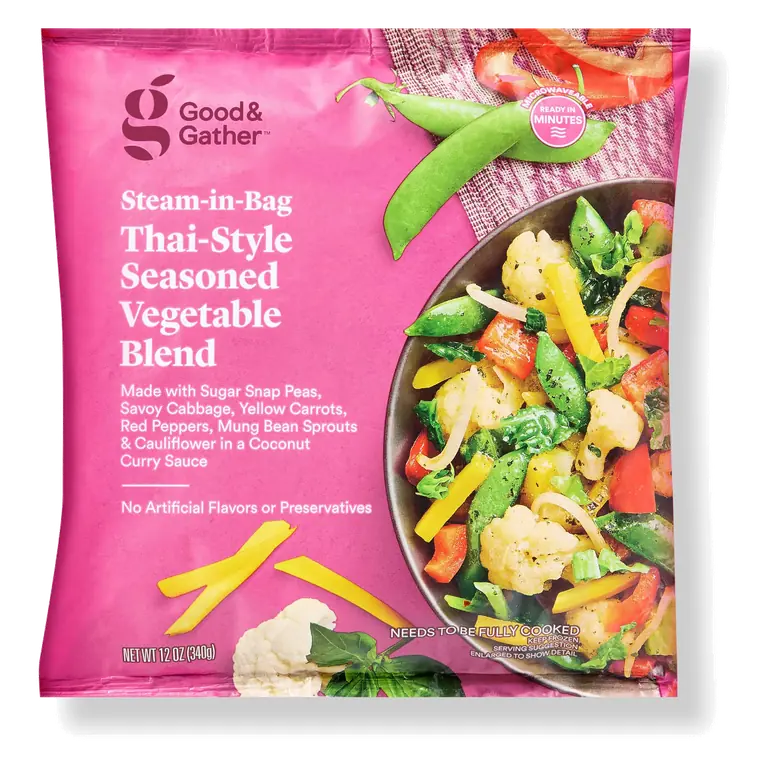 Thai-Style Steam-in-Bag Seasoned Vegetable Blend Made with Sugar Snap Peas