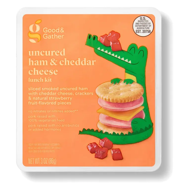 Uncured Ham & Cheddar Cheese Crackers & Natural Strawberry Fruit-Flavored Pieces Lunch Kit