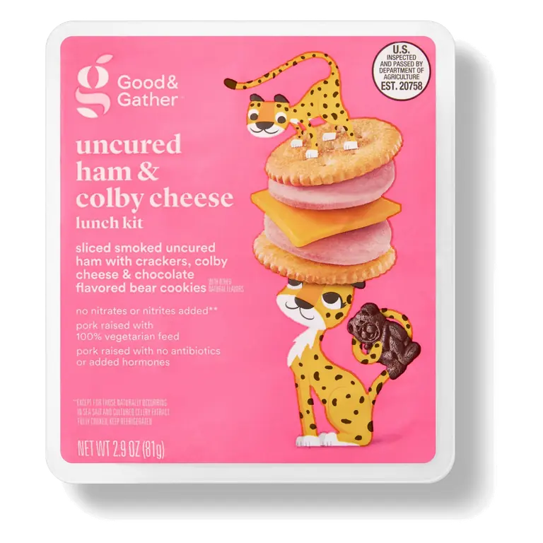 Uncured Ham & Colby Cheese Crackers & Vanilla Flavored Bear Cookies Lunch Kit