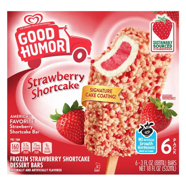 Strawberry Shortcake Frozen Dessert Bars - 6 ct