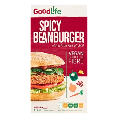 GoodLife Frozen Vegan Spicy Bean Burgers