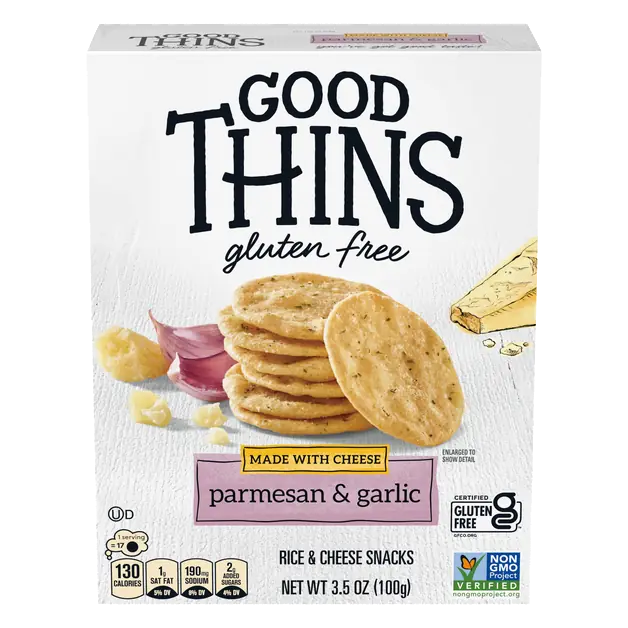 Gluten Free Parmesan & Garlic Rice & Cheese Crackers