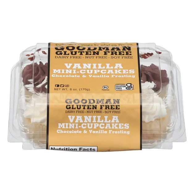 Gluten Free Vanilla Mini Cupcakes w/Choc & Vanilla Frosting - 6 ct