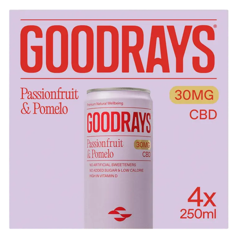 4 x 250ml Passionfruit & Pomelo Natural 30mg CBD Drink