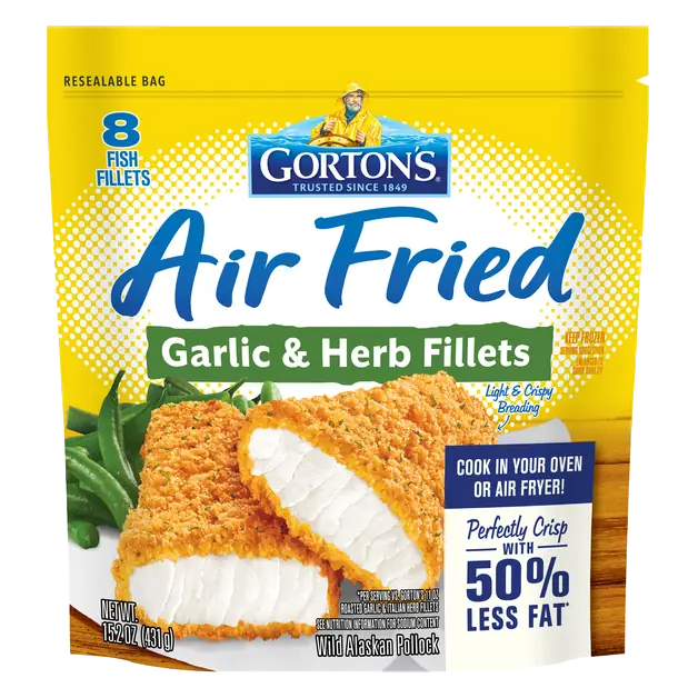 Air Fried Garlic & Herb Fish Fillets - 8 ct Frozen