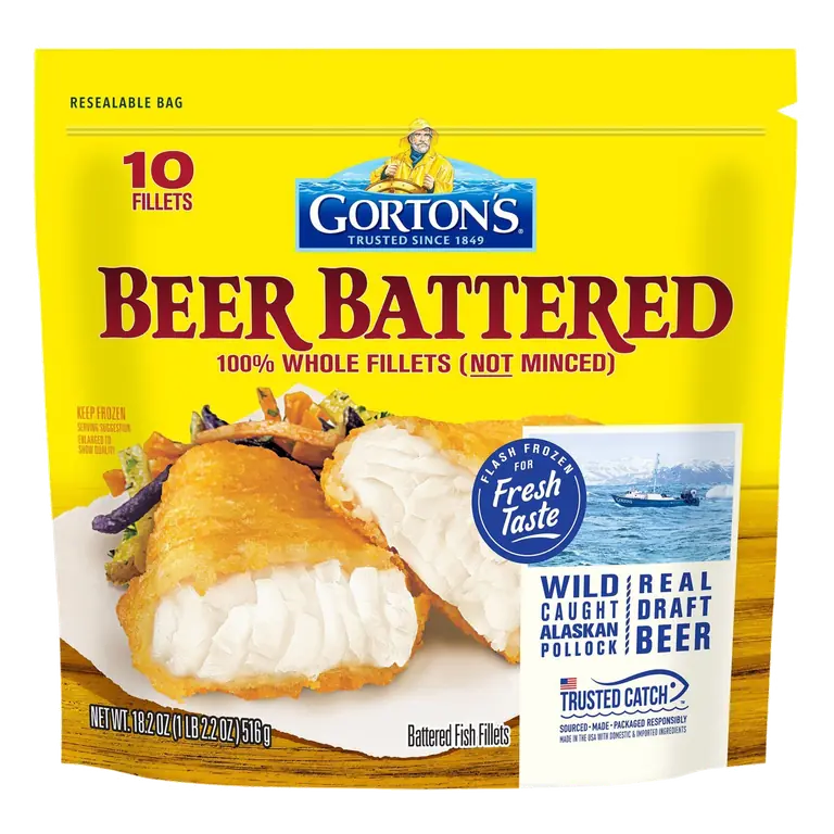 Beer Battered Fish 100% Whole Fish Fillets (Not Minced), Wild Caught Pollock, Frozen