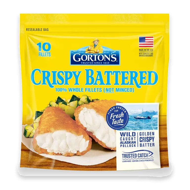 Crispy Battered Fish 100% Whole Fillets (Not Minced), Wild Caught Alaskan Pollock, Frozen