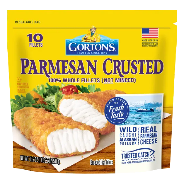 Parmesan Crusted Breaded Fish Fillets - 10 ct Frozen