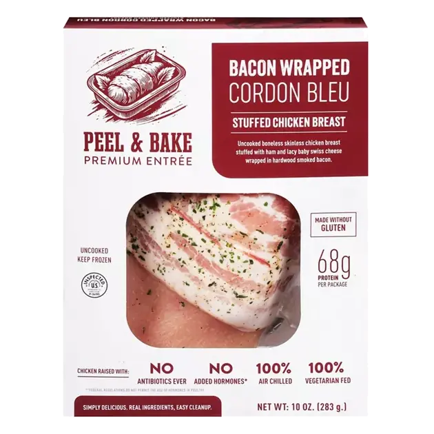 Stuffed Bacon Wrapped Cordon Bleu Chicken Breast