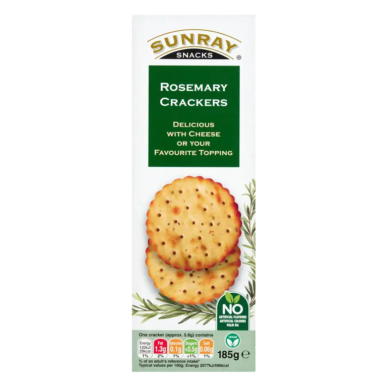 Sunray Snacks Rosemary Crackers 185g