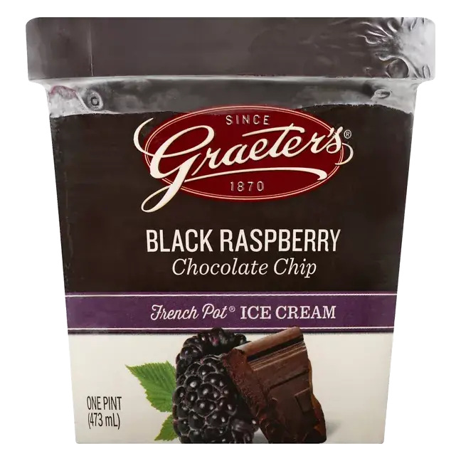 Ice Cream, Black Raspberry Chocolate Chip, French Pot
