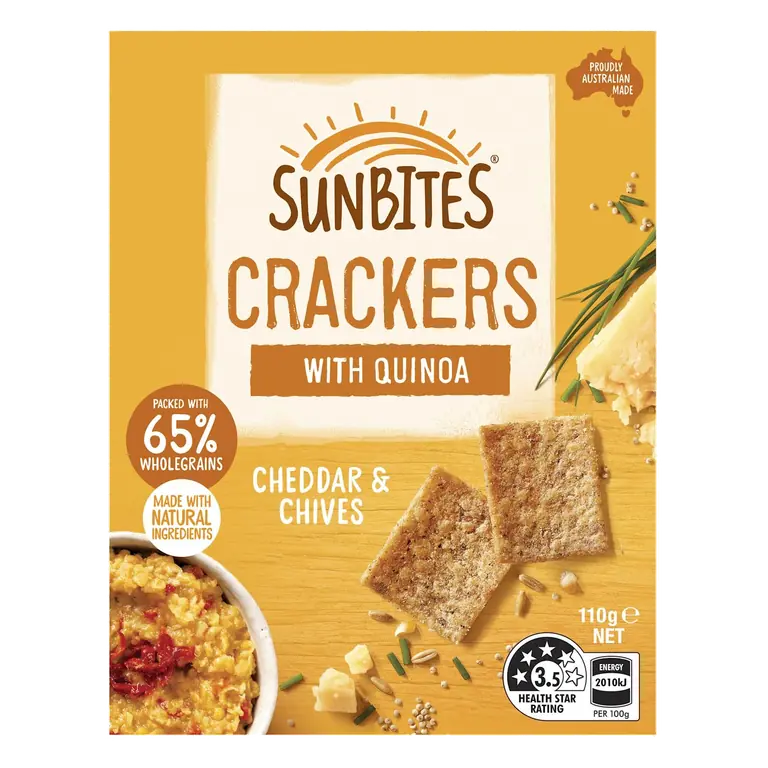 Sunbites Snack Crackers With Quinoa Cheddar & Chives