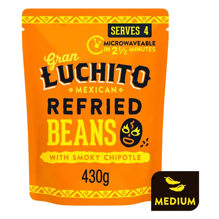 Luchito Mexican Refried Beans With Smoky Chipotle 430g