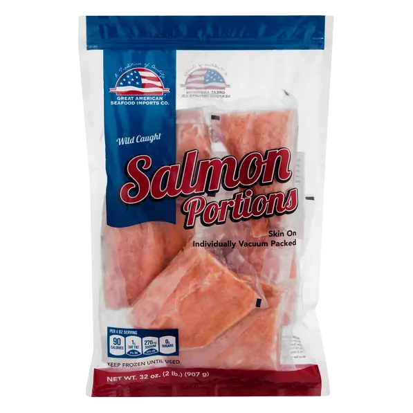 Wild Caught Skin-On Salmon Portions Frozen