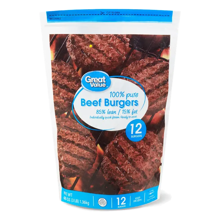 85% Lean - 15% Fat 100% Pure Beef Burgers