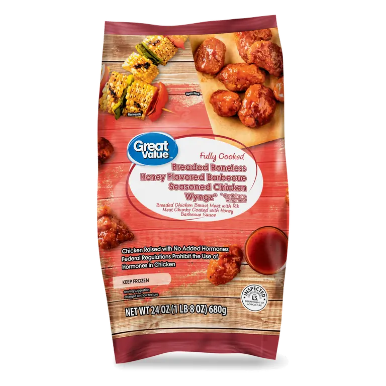 Breaded Honey Barbecue Seasoned Fully Cooked Breaded Chicken Breast Chunks with Rib Meat Coated with Honey Barbecue Sauce Chicken Wyngz