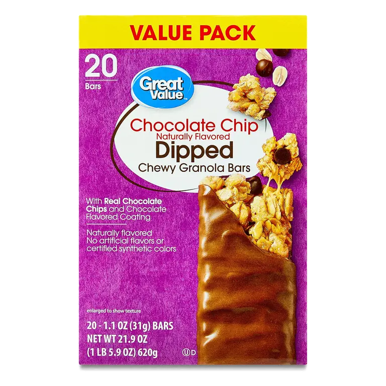 Chocolate Chip Dipped Chewy Granola Bars