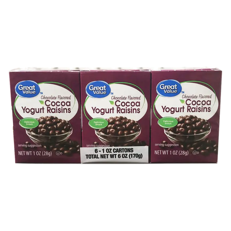 Chocolate Yogurt Covered Raisins 6-Pack/1oz Cartons