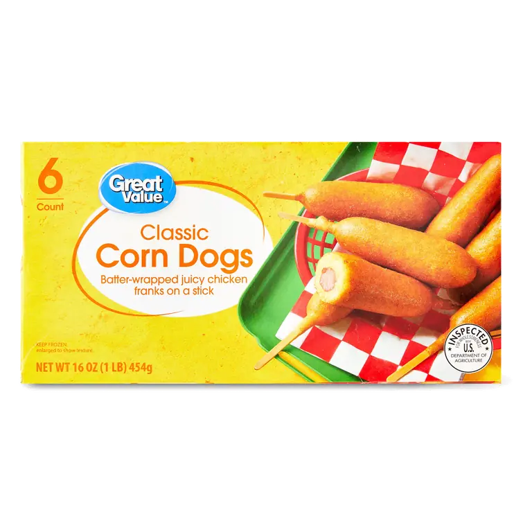 Classic Corn Dogs Batter-Wrapped Juicy Chicken Franks On a Stick
