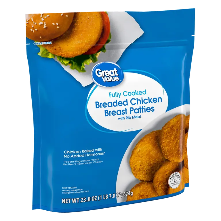 Fully Cooked Breaded Chicken Breast Patties with Rib Meat