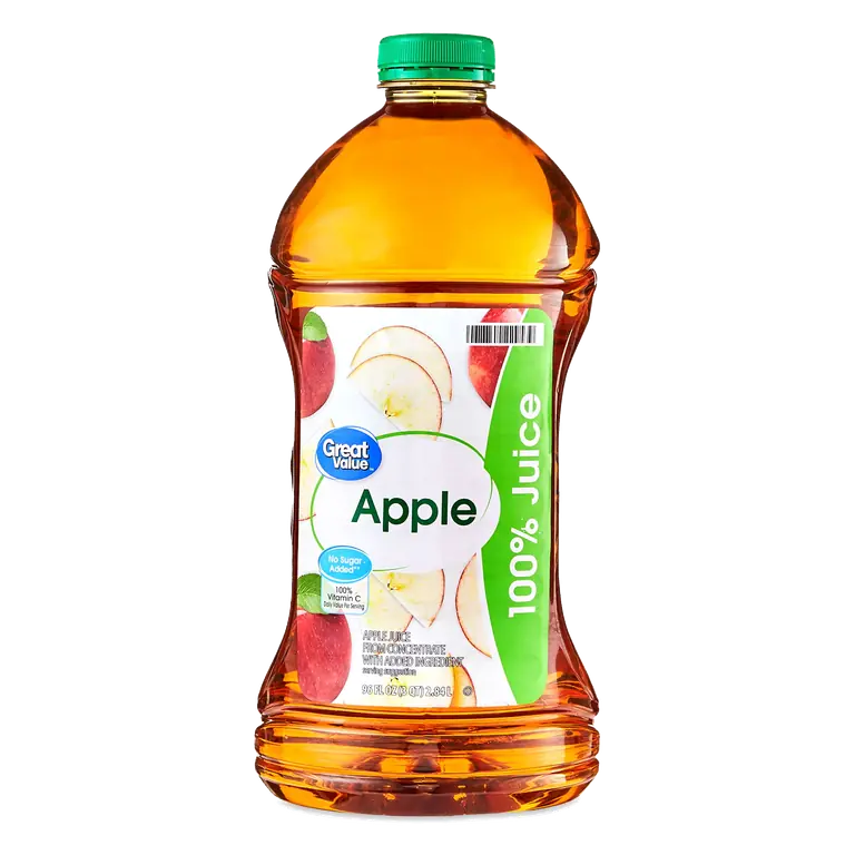 Great Value 100% Apple Juice, 96 fl oz, Pasteurized