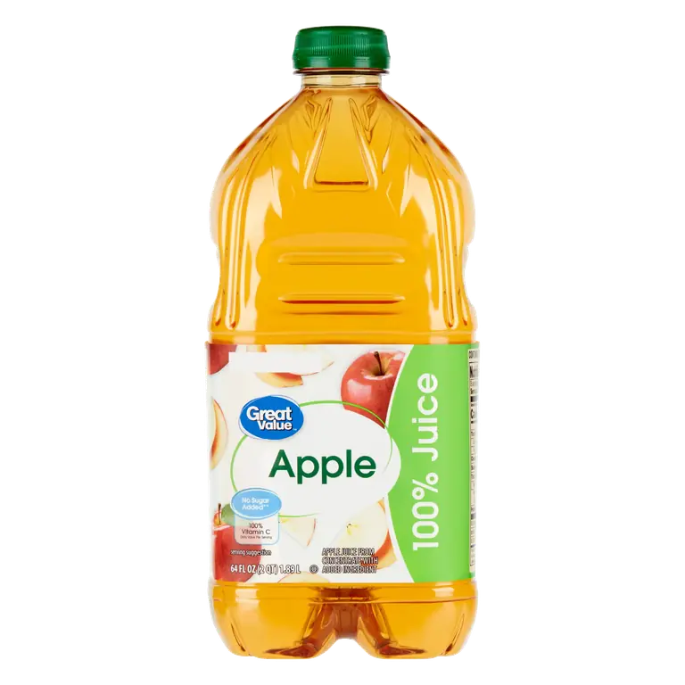 Great Value 100% Apple Juice, No Added Sugar, 64 fl oz, 110 Calories Per Serving