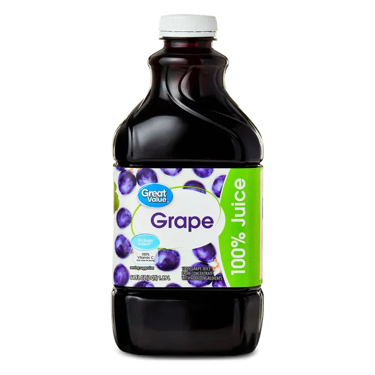 Great Value 100% Concord Grape Juice, 64 fl oz with Vitamin C