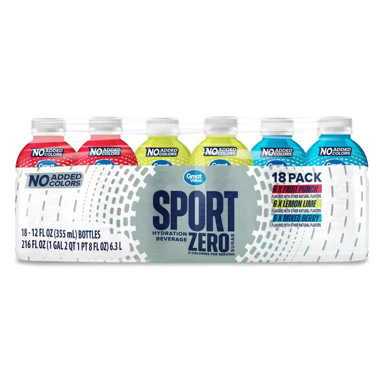 Great Value 12 fl oz 18 Pack Zero Sports Drink - Variety Pack with No Added Colors