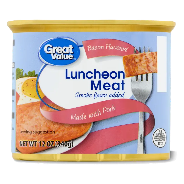 Great Value Bacon Flavored Luncheon Meat, 12 oz Easy Open Aluminum Can, High Protein