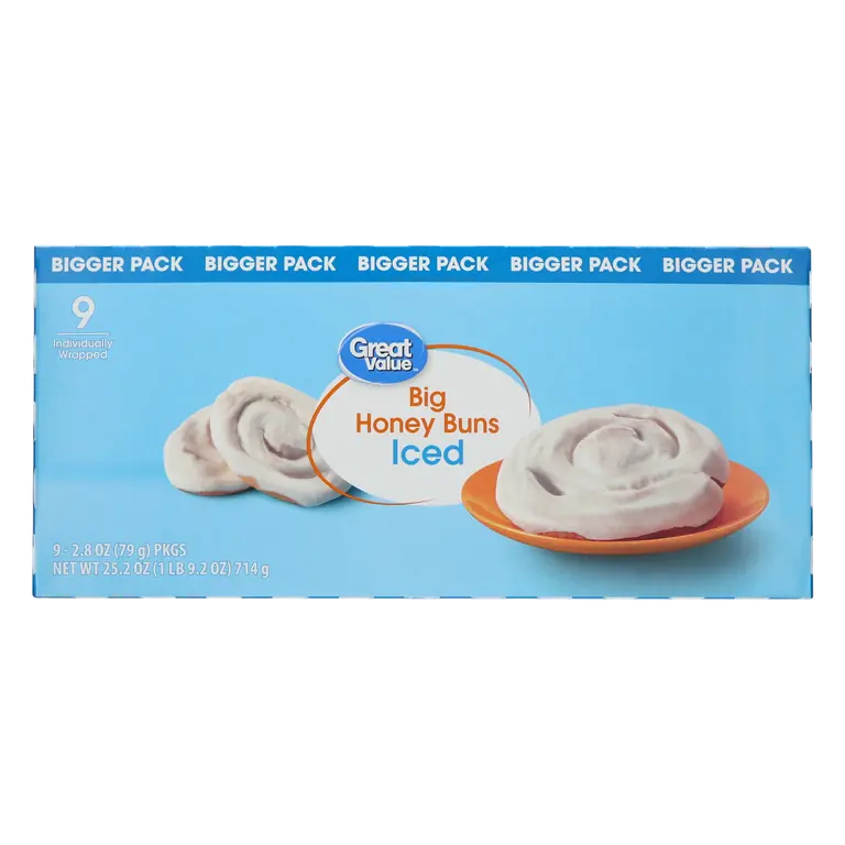 Great Value Big Iced Honey Buns, 2.8 oz, 9 Count