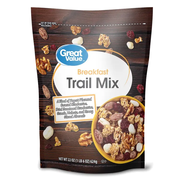 Great Value Breakfast Blend Trail Mix, Yogurt Cranberries, Granola, Walnuts, 22 oz