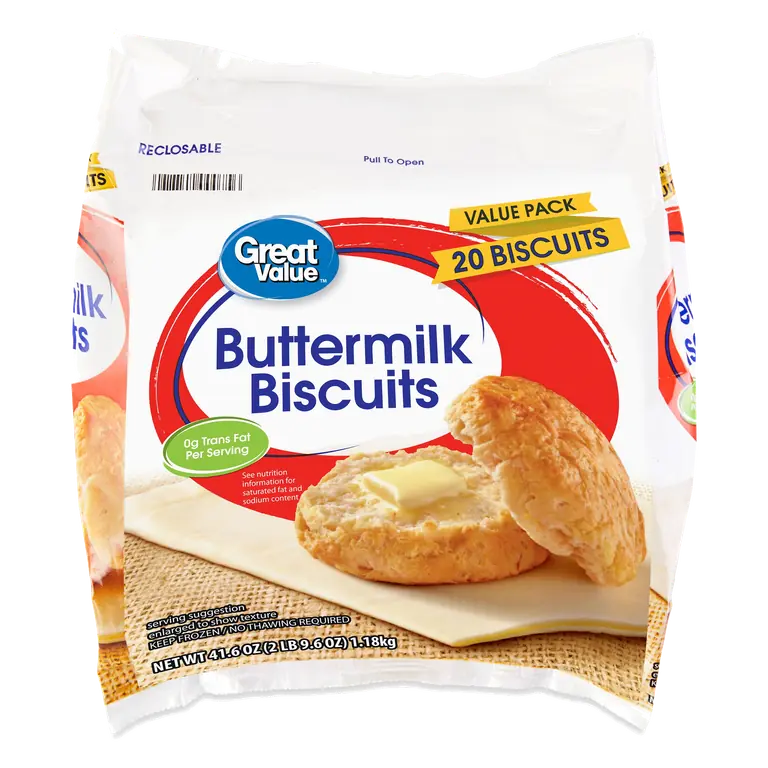 Great Value Buttermilk Biscuits, 41.6 oz, 20 Count, Frozen Breakfast