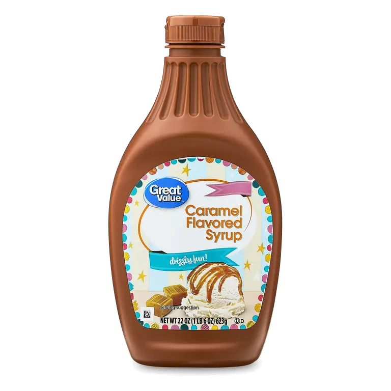 Great Value Caramel Syrup 22 oz, Rich Sweet Dessert Topping for Ice Cream Pancakes and Baking