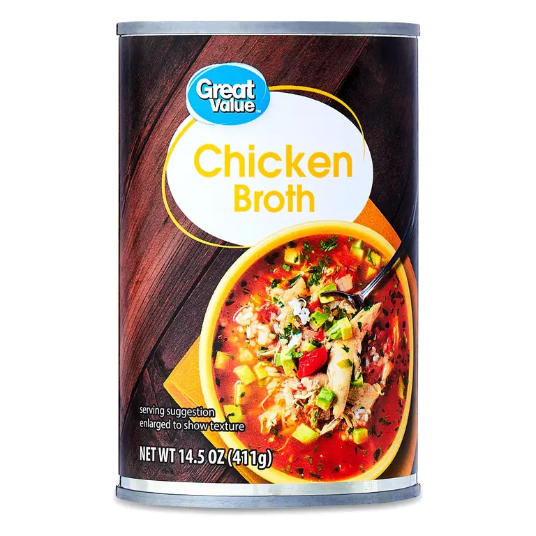 Great Value Chicken Broth 14.5 oz Can for Flavorful Soups Stews