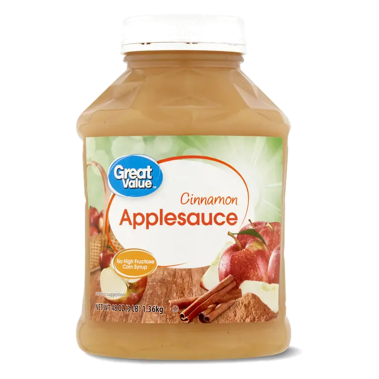 Great Value Cinnamon Applesauce, 48 oz Jar, Sweet Apples, Cinnamon