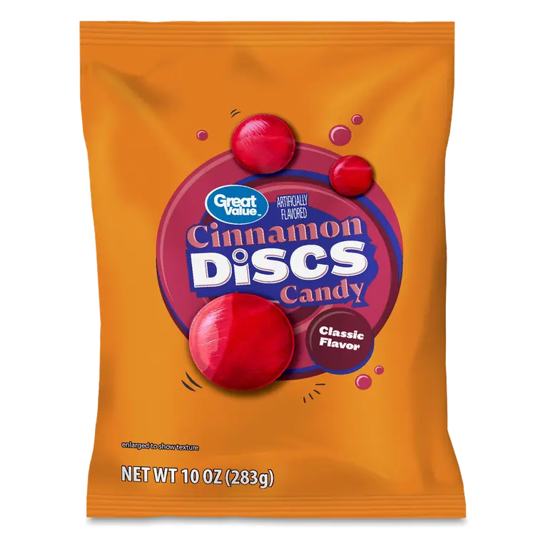 Great Value Cinnamon Discs Hard Candy 10 oz Bag with Strong Cinnamon Flavor Individually Wrapped