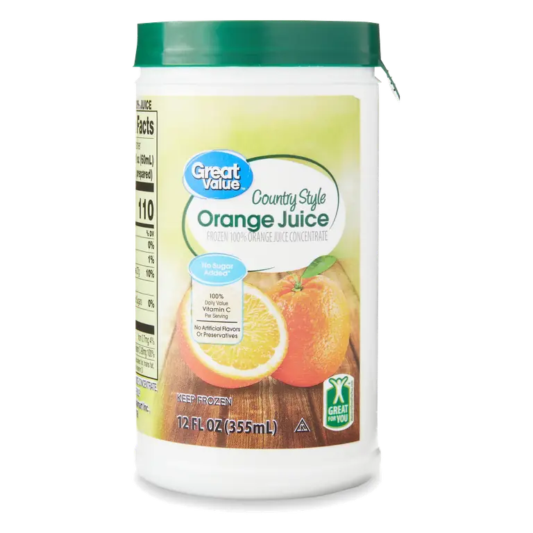 Great Value Country Style Orange Juice, 12 fl oz, Frozen, 100% Juice