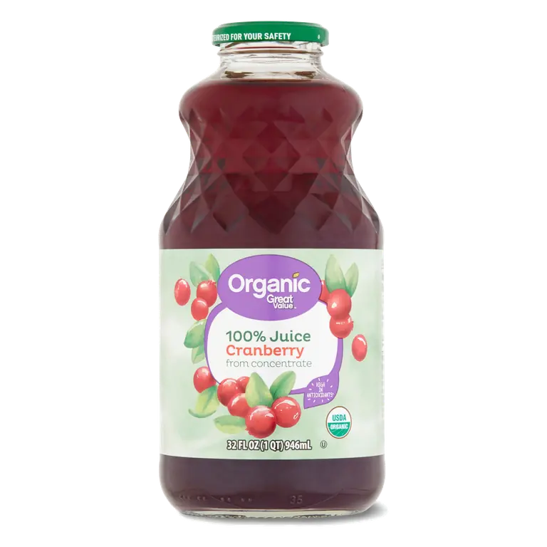 Great Value Cranberry Juice, 32 fl oz, Shelf Stable, Reclosable Container