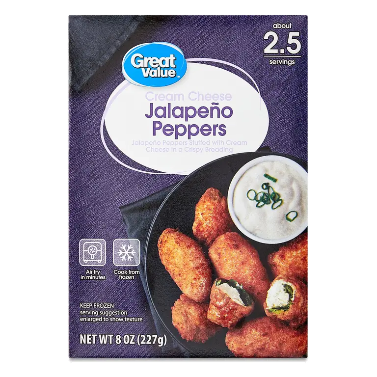 Great Value Cream Cheese Stuffed Jalapeno Peppers Appetizer, 8 oz Frozen Crispy Breading