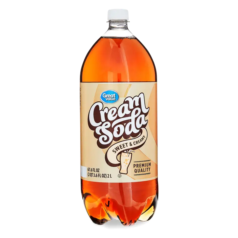 Great Value Cream Soda, 2 Liter Bottle, Sweet Flavor, Classic Taste