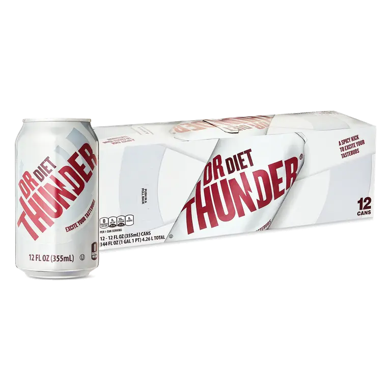 Great Value Dr Thunder Diet Calorie Free Soda Pop, 12 fl oz, 12 Pack Cans