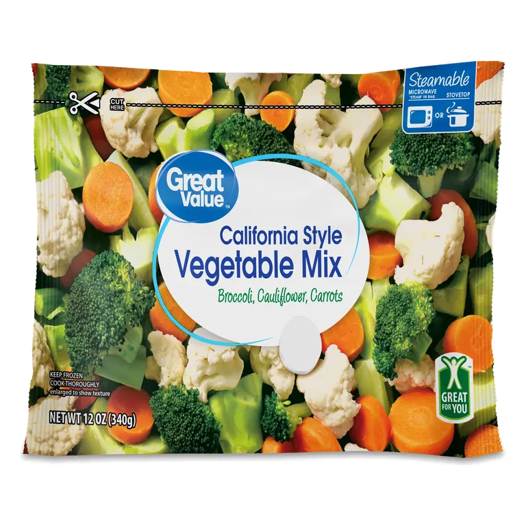 Great Value Frozen California Style Vegetable Mix 12 oz Bag with Broccoli Carrots Cauliflower