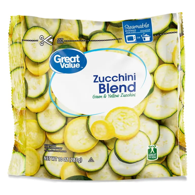 Great Value Frozen Zucchini Blend, 10 oz with Yellow and Green Zucchini, Quick Stir-Fry
