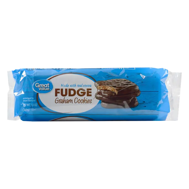 Great Value Fudge Graham Cookies 13 oz Crispy Chocolate Fudge Graham Crackers