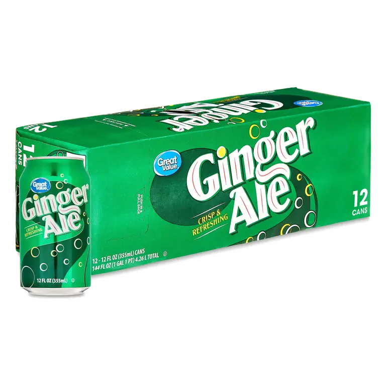 Great Value Ginger Ale Soda Pop, 12 fl oz, 12 Pack Cans, Kosher